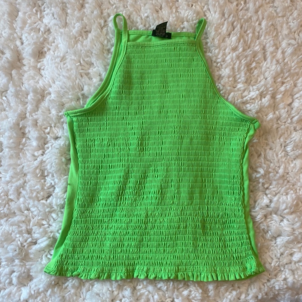 Lime green textured crop top